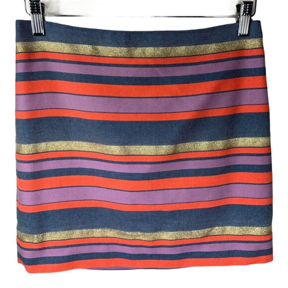 J Crew Metallic Stripe Mini Skirt Size 2 Holiday Party Career Work - Picture 1 of 9